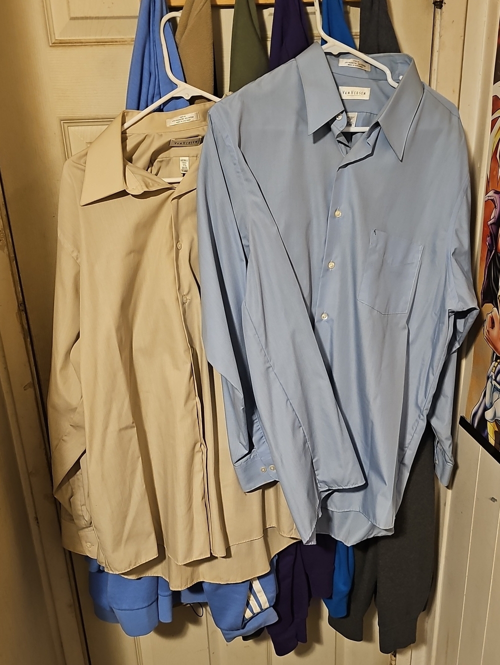 Van Heusen Men's Light Blue and Khaki Dress Shirts - Pack